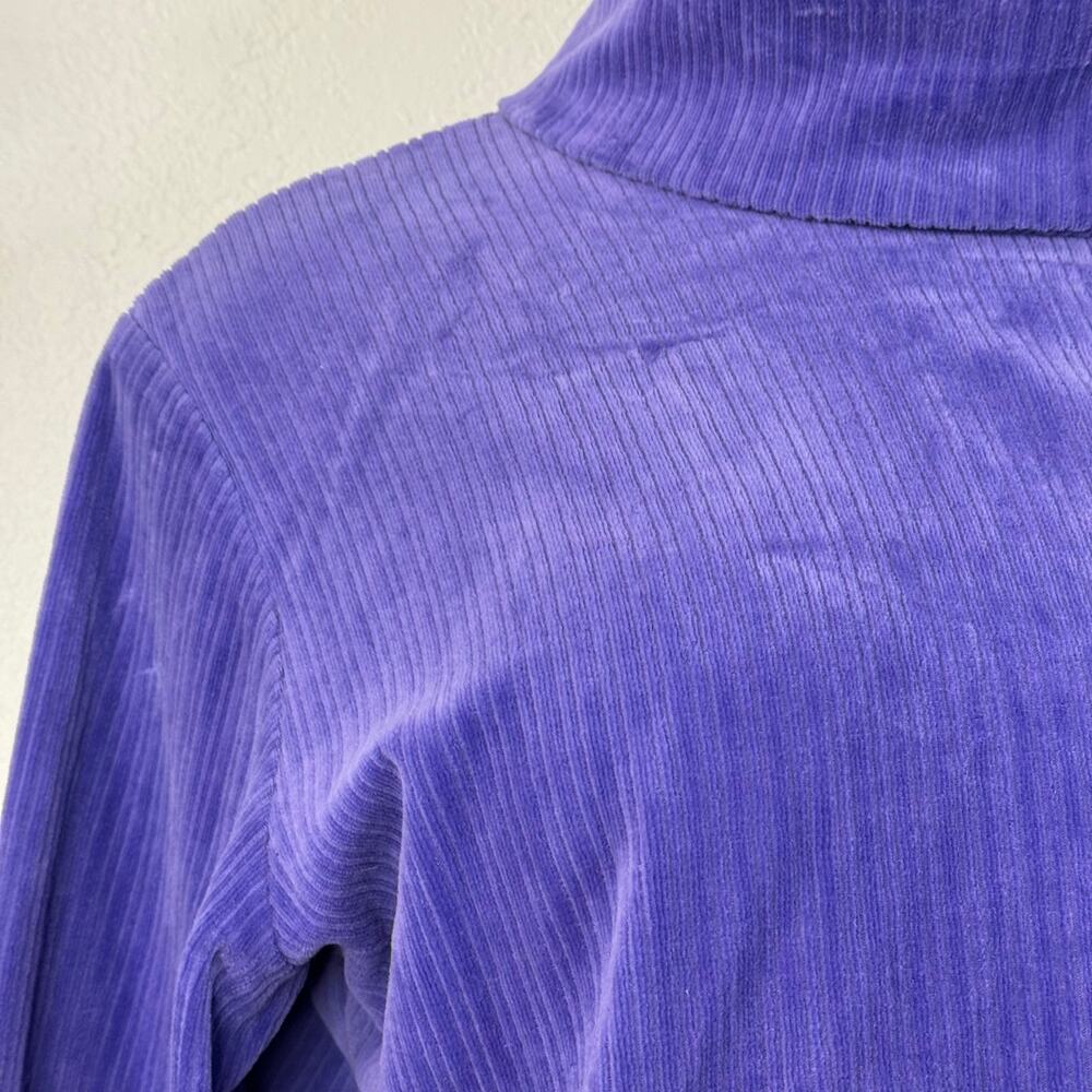 Vintage Purple Corduroy Mock Neck Long Sleeve Shirt Size XL - Picture 3 of 7